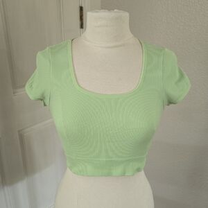 wild fable Mint Green Ribbed Scoop Crop Top
